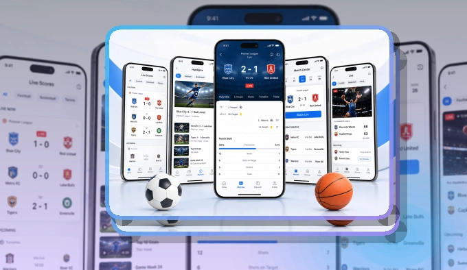 圆环亮点区 · 官方赛事App · 比分变化及时掌握界面展示